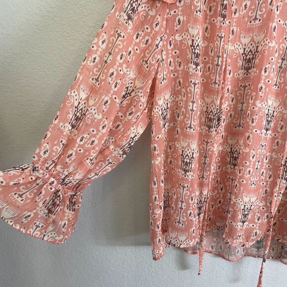 Sundance Womens Small Madeleine Sweet Peasant Boho Blouse Long Sleeve Sheer Top - Picture 12 of 13